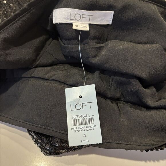 NWT Women's LOFT Black Sequin Trousers Pants Size 4P Holiday Glam Sparkle Party - Picture 8 of 11